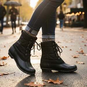 Sporto Women’s Winter May Duck Boots Size 8 Black Insulated Waterproof Lace up